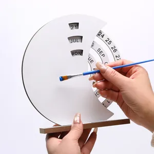 Calendario perpetuo de madera creativo DIY decoración de escritorio pintada a mano