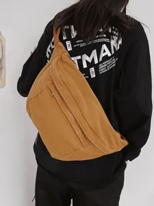 Vintage canvas chest bag for women casual large capacity crossbody shoulder bag stylish