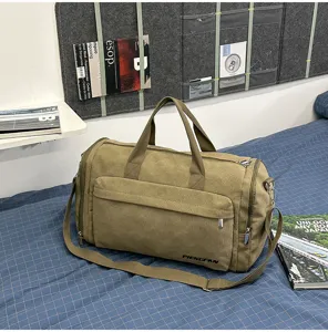 Canvas travel duffel bag large capacity waterproof gym bag casual shoulder handbag.