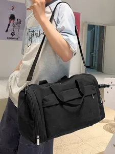 Black canvas duffel bag large capacity travel gym bag for men and women stylish weekender