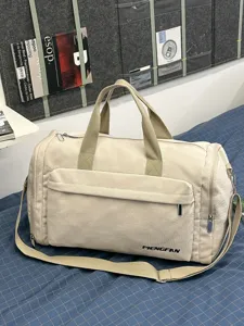 Large capacity waterproof canvas travel duffel bag, stylish casual gym handbag main view.