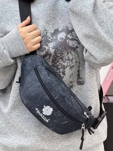 Fashion embroidered letter waist bag, casual chest bag for outdoor sports and travel use.