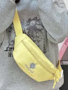 Fashion embroidered letter fanny pack, lightweight canvas outdoor crossbody chest bag for daily wear.