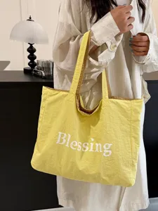 Nueva bolsa tote de nailon impermeable de doble cara estilo coreano para mujer moderna.