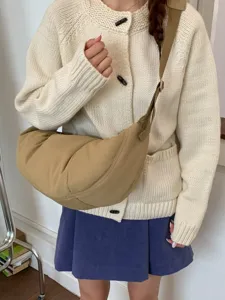 Bolso bandolera de nylon en forma de media luna casual, bolso de moda diario para mujer