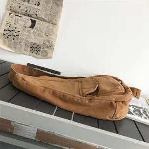 Sac de poitrine en toile retro grand capacite sac bandouillere decontracte quotidien.