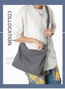 Fashion casual canvas shoulder bag large capacity crossbody bag for daily commuter and travel.