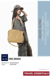 Stylish canvas shoulder bag for women, casual large capacity crossbody commute travel handbag.