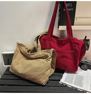 Casual canvas tote bag, large capacity shoulder bag and crossbody bag for women and commute.