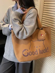 Canvas Tote Bag Large Capacity Casual Shopping Bag Student Commuter Travel Shoulder Bag