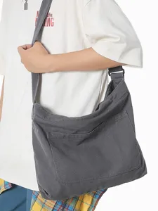 Casual canvas shoulder bag for women men large capacity crossbody bag commuter travel handbag