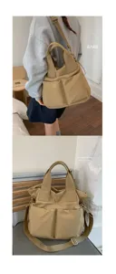 Casual nylon tote bag for women, large capacity shoulder and crossbody commuter handbag.