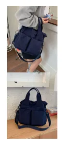 Casual nylon shoulder bag for women, large capacity multi-pocket tote and crossbody bag.