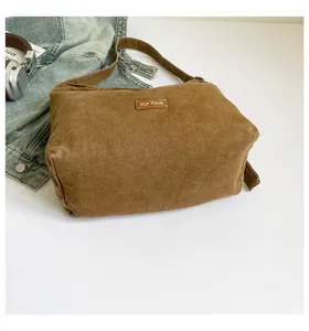 Bolso bandolera de lona vintage coreano bolso tote casual de gran capacidad para uso diario