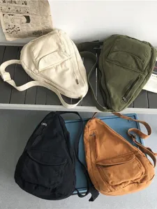 Sac bandoulière décontracté en toile unie rétro sac de poitrine sac à dos pour le quotidien