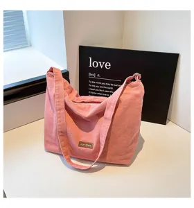 Elegante bolso bandolera de lona rosa casual de gran capacidad bolso tote para uso diario