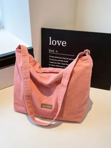 Bolso de hombro de lona estilo coreano gran capacidad bolso tote cruzado vintage