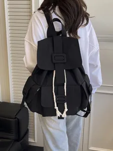 Mochila casual elegante de gran capacidad para mujer escuela viaje trabajo negro