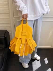 Mochila amarilla mujer casual grande bolsa escuela estudiante viaje oficina capacidad