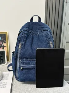 Fashion denim backpack for women stylish casual travel bookbag daily college daypack bag