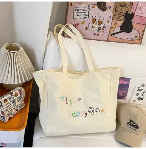 Bolso tote de nailon estilo coreano gran capacidad impermeable bolso de hombro para uso diario