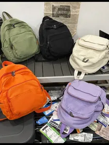 Minimalist Canvas Backpack For Women Casual Small School Bookbag Retro Fashion Travel Daypack