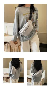 Stylish grid crossbody chest bag for casual daily commuting, large capacity, lightweight design.
