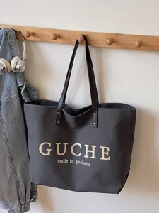 Casual large canvas shoulder tote bag for daily commute travel shopping fashion style