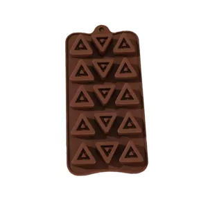 Brown silicone triangle chocolate mold, flexible baking tray for DIY cakes and soaps.