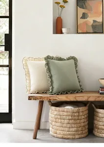 Cotton ruffle throw pillow cover decorative cushion for living room sofa bedroom home decor