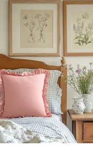 Detailed view of the pure cotton throw pillow cover with elegant ruffles for cozy home decor.