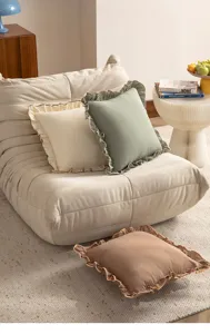 Ruffle throw pillow cover cotton aesthetic cushion cover for living room sofa bedroom decor