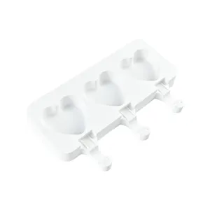 White 3-cavity silicone heart ice cream mold DIY homemade popsicle maker tool