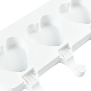 Reusable 3-Cavity Heart Silicone Ice Pop Mold DIY Homemade Ice Cream Maker Tools
