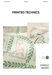 Detailansicht des dicken Tatami-Kissens mit botanischem Blattmuster und robustem Griffdesign.