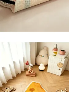 Cute cartoon decorative floor mat for bedroom, soft and anti-slip microfiber material.