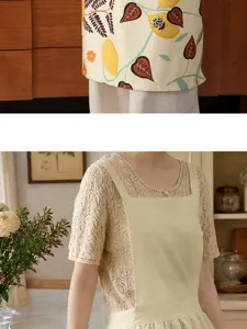 Cotton kitchen apron floral printed sleeveless household cooking pinafore dress for women
