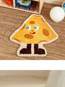 Cute cartoon microfiber floor mat with cheese shape and boots for bedroom and bathroom decor.