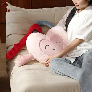Cute heart lock plush pillow soft stuffed key cushion for bedroom sofa wedding home decor