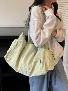 Fashion casual large capacity nylon shoulder tote bag for women daily commute travel.