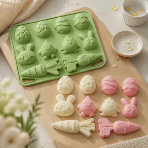 Easter Silicone Mold Bunny Chick Egg Carrot Fondant Chocolate Mold DIY Aromatherapy Candle Resin Soap Baking Tool