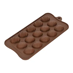 Moule à pâtisserie en silicone marron 15 cavités œufs de Pâques, bac à glaçons flexible.