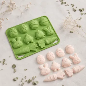 Easter silicone mold 10 cavity bunny chick egg carrot DIY baking chocolate candle