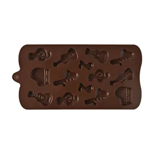 14-cavity silicone musical instrument chocolate mold guitar piano baking tool DIY craft