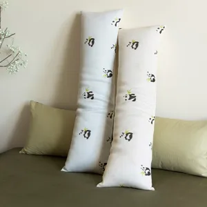 Cuscino per il corpo lungo con panda, fresco tessuto in seta di ghiaccio per il letto.