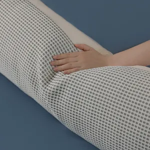Cooling long body pillow for side sleepers, waffle knit ice silk cover, breathable and washable cover.