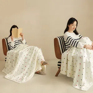 Modern Minimalist Acrylic Knitted Blanket Solid Color Fringe Throw Blanket For Sofa Bed Office Living Room Home Decor