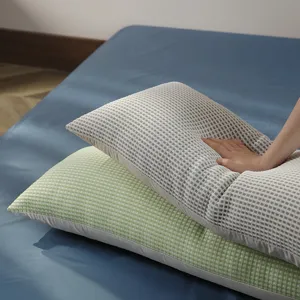 Cooling body pillow for side sleeping, long strip design with soft grid fabric for summer comfort.