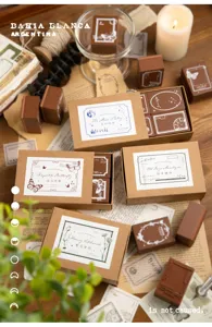 Houten stamp set voor bullet journal DIY knutselen, decoratieve retro stempels, 4 stuks