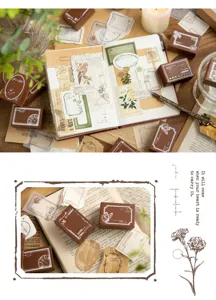 Houten stempelset voor dagboek scrapbooking, retro houten DIY ambachtelijke stempeldetails.